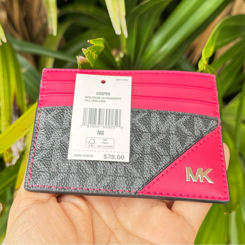 Michael Kors Jet Set Cooper Card Case Wallet MK Dark Raspberry - Picture 3 of 9